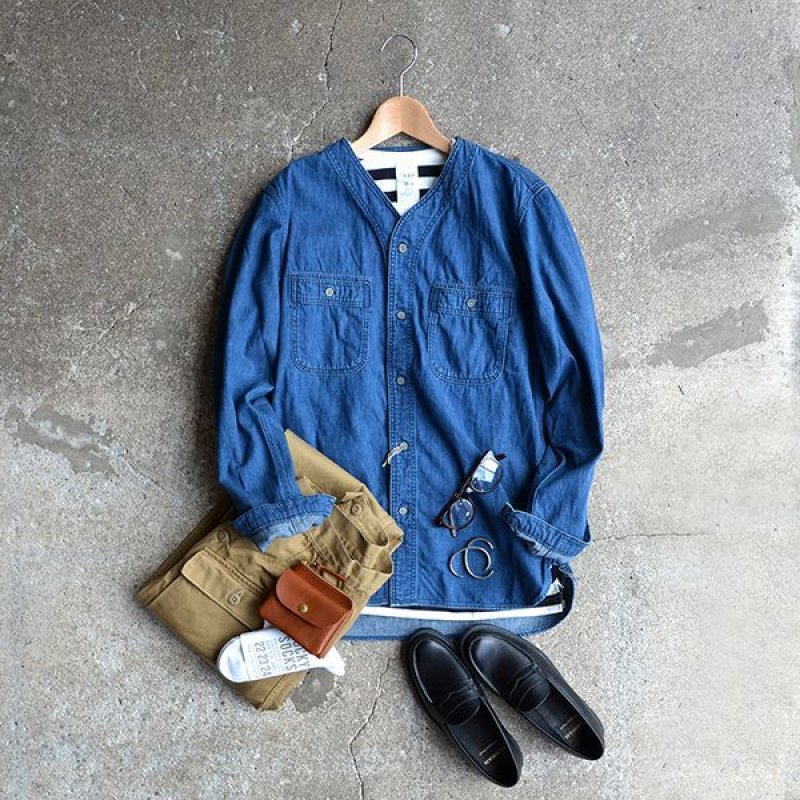 画像2: orslow / No Coller Denim Shirt
