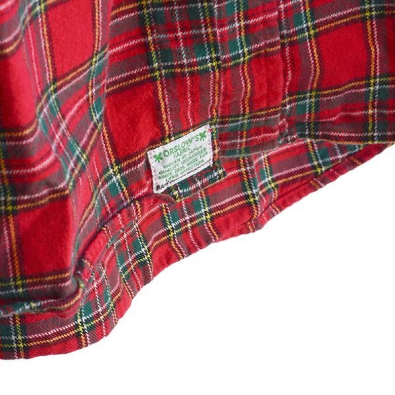 画像2: orslow / Stand Collar Long Shirt RedCheck