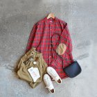 MORE DEDAIL3: orslow / Stand Collar Long Shirt RedCheck