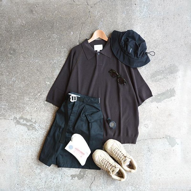 画像3: STILL BY HAND / コットン×シルクラグランスリーブニットポロシャツ（KN01222）