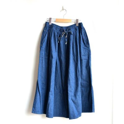 画像1: orSlow / DENIM GATHER LONG SKIRT