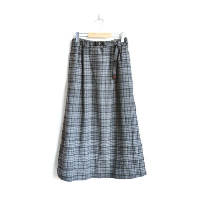画像1: GRAMiCCi / Wool Blend Long Flare Skirt GreyCheck