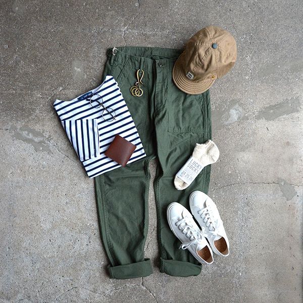 画像: orSlow/ SLIM FIT FATIGUE PANTS  グリーン