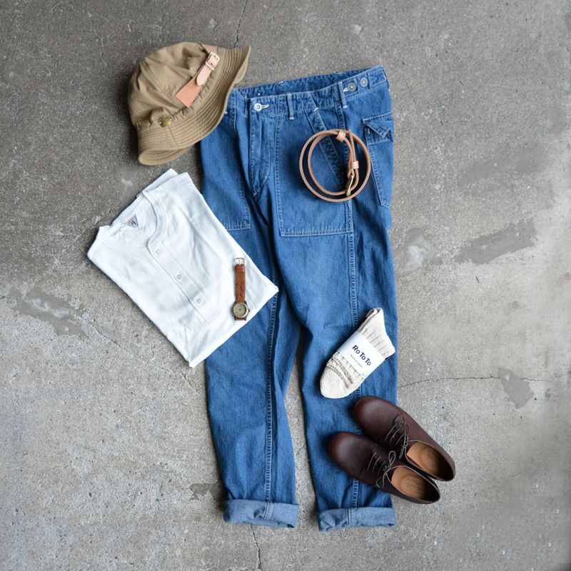 画像: orSlow/ SLIM FIT FATIGUE PANTS denim 2 year wash