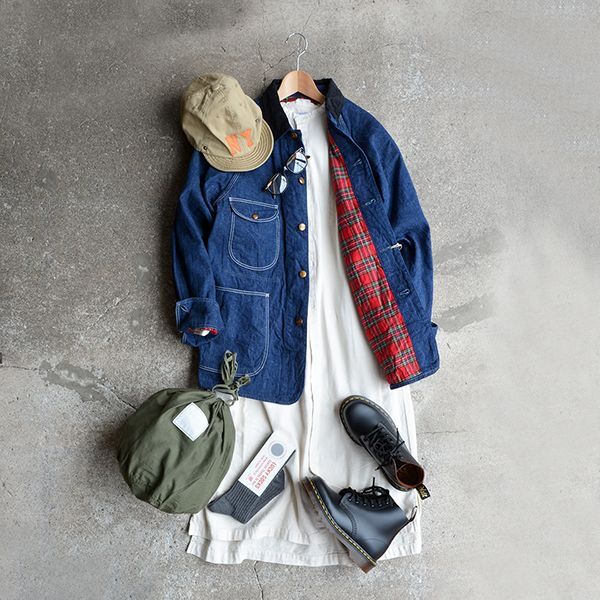 画像: orSlow / Lining 1950's Coverall Denim OW+Check