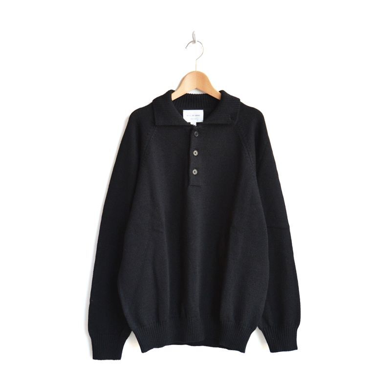 画像1: STILL BY HAND / 7G KNIT L/S POLO (KN01233)