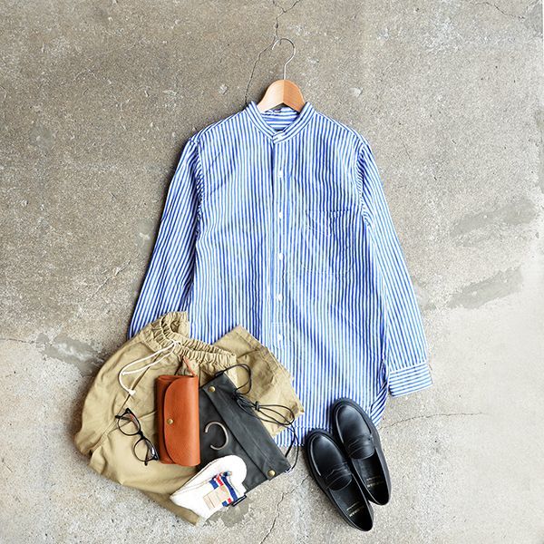 画像: *A VONTADE / Banded Collar Shirts -Cotton/Linen Chambray-