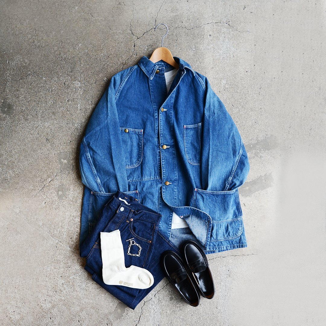 画像: orSlow（オアスロウ） / Loosefit Denim Cover All -Denim Used- (00-6141-95)